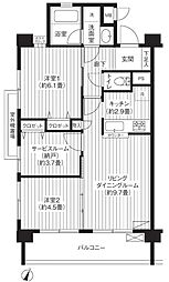 ブランネージュ多摩川 2SLDKの間取図画像