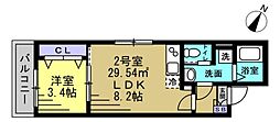 市川市日之出アパート 1LDKの間取図画像