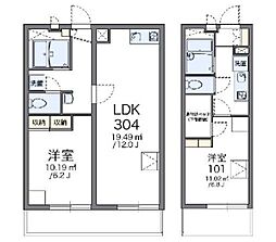 レオパレスレークイエ 1LDKの間取図画像