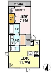 D-room・K 2階1LDKの間取り