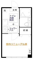 光和パレス 2階1Kの間取り