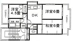 セントビラ1号館 3DKの間取図画像