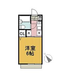 フラットハウス妙蓮寺 1Kの間取図画像