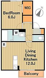 メゾンふじ 2階1LDKの間取り