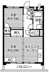 ビレッジハウス向台タワー 2DKの間取図画像