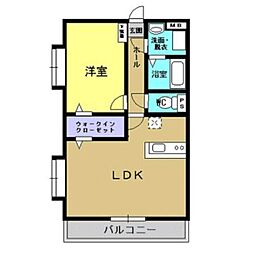 ティアラハイツ日当平 2階1LDKの間取り