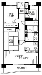 ライオンズマンション千葉グランドタワー 2階2SLDKの間取り