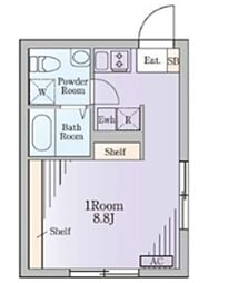 Zeela月島 1階ワンルームの間取り