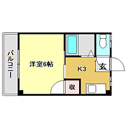 小倉ハイツ 1Kの間取図画像