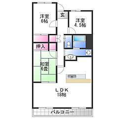 フォレストコート高尾 3LDKの間取図画像