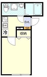 ルノン菊名 2階1Kの間取り