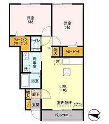 アメニティーハウスII 1階2LDKの間取り