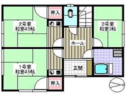 内藤荘 2階ワンルームの間取り
