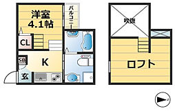 JR東海道・山陽本線 神戸駅 徒歩8分の賃貸アパート 2階ワンルームの間取り