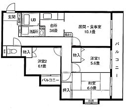 アビオン多摩川 3LDKの間取図画像