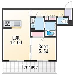 南海和歌山港線 和歌山港駅 徒歩13分の賃貸アパート 1階1LDKの間取り