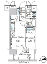 パークアクシス上野グレイスコート 6階1DKの間取り