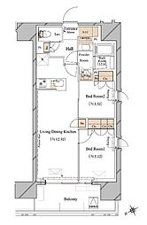 ブランシエスタ浅草蔵前 2LDKの間取図画像