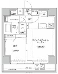 RELUXIA伊勢佐木長者町 7階1LDKの間取り