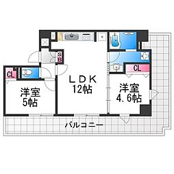 プレステージ12番館 8階2LDKの間取り
