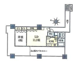 トア山手ザ・神戸タワー 19階1LDKの間取り