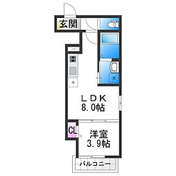 F asecia Irifi 3階1LDKの間取り