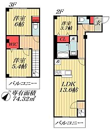 ピノシークル 3LDKの間取図画像
