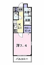 プリムローズヒル 2階1Kの間取り