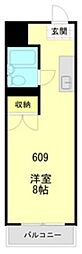ジュウエル秋葉原 6階ワンルームの間取り