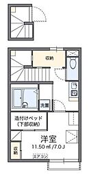 レオパレスパワーハウス 2階1Kの間取り