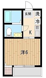 パラディーゾ越谷 1Kの間取図画像