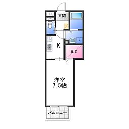 Feliz日根野 1Kの間取図画像
