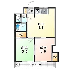 ロイヤルハイツ西沢 3階2LDKの間取り