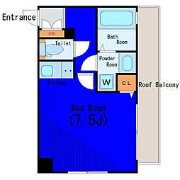 京急本線 北品川駅 徒歩7分の賃貸マンション 5階ワンルームの間取り