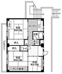 ビレッジハウス大谷6号棟 3DKの間取図画像
