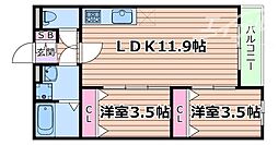 Villa　41　YAMATE　SUITA 1階2LDKの間取り