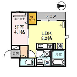 Enew金剛 1階1LDKの間取り