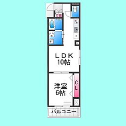 シティーコート大小路 7階1LDKの間取り