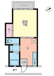 サントーレ 2階1Kの間取り