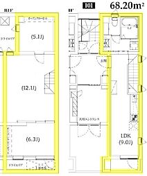 Ts Residence 白金高輪 1階2LDKの間取り