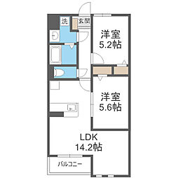 インテグレース都府楼 3階2LDKの間取り