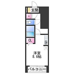 フルールふじさわ台 1Kの間取図画像