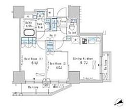 パークアクシス浅草橋二丁目 11階2DKの間取り