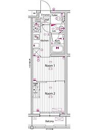 東京メトロ副都心線 氷川台駅 徒歩7分の賃貸マンション 4階2Kの間取り