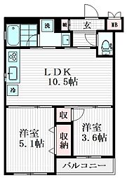 La Felice 4階2LDKの間取り