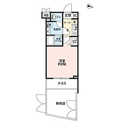 プレール・ドゥーク練馬2 1Kの間取図画像