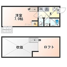 Stable三条大宮 2階1Kの間取り