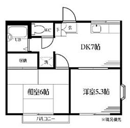 ブリーズ町田木曽 2DKの間取図画像