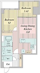 グリーンホームズ2 2階2LDKの間取り