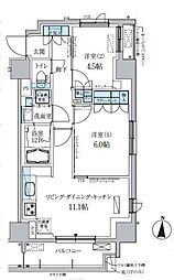 パークアクシス両国馬車通り 8階2LDKの間取り